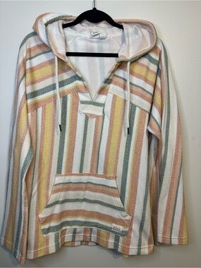 Roxy Pastel Multi-Stripe Hooded Pullover Sweater